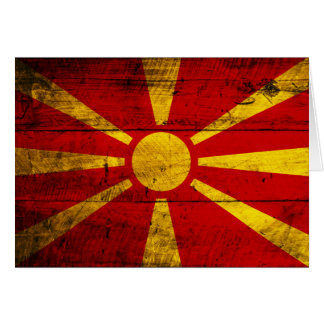 Old Wooden Macedonia Flag Cards