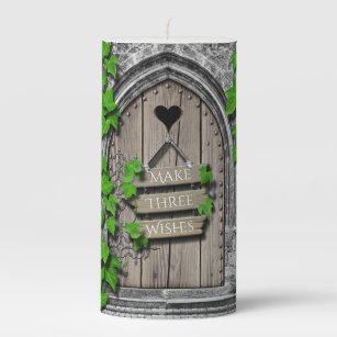 Old Wooden Magical Fantasy Fairy Wishing Door Pillar Candle