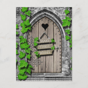 Old Wooden Magical Fantasy Fairy Wishing Door Postcard