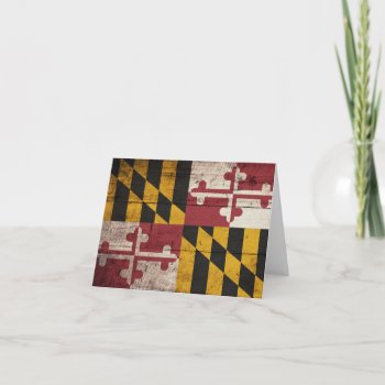 Old Wooden Maryland Flag Card by FlagWare at Zazzle
