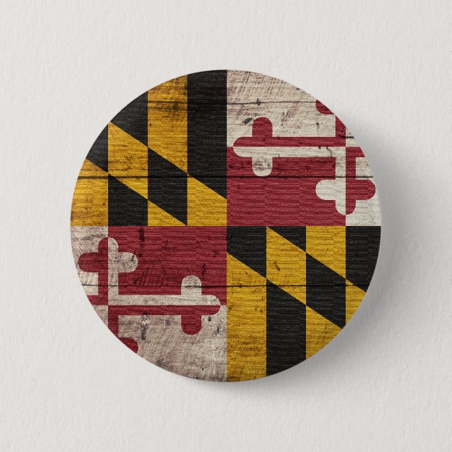 Old Wooden Maryland Flag Pinback Button (Front)