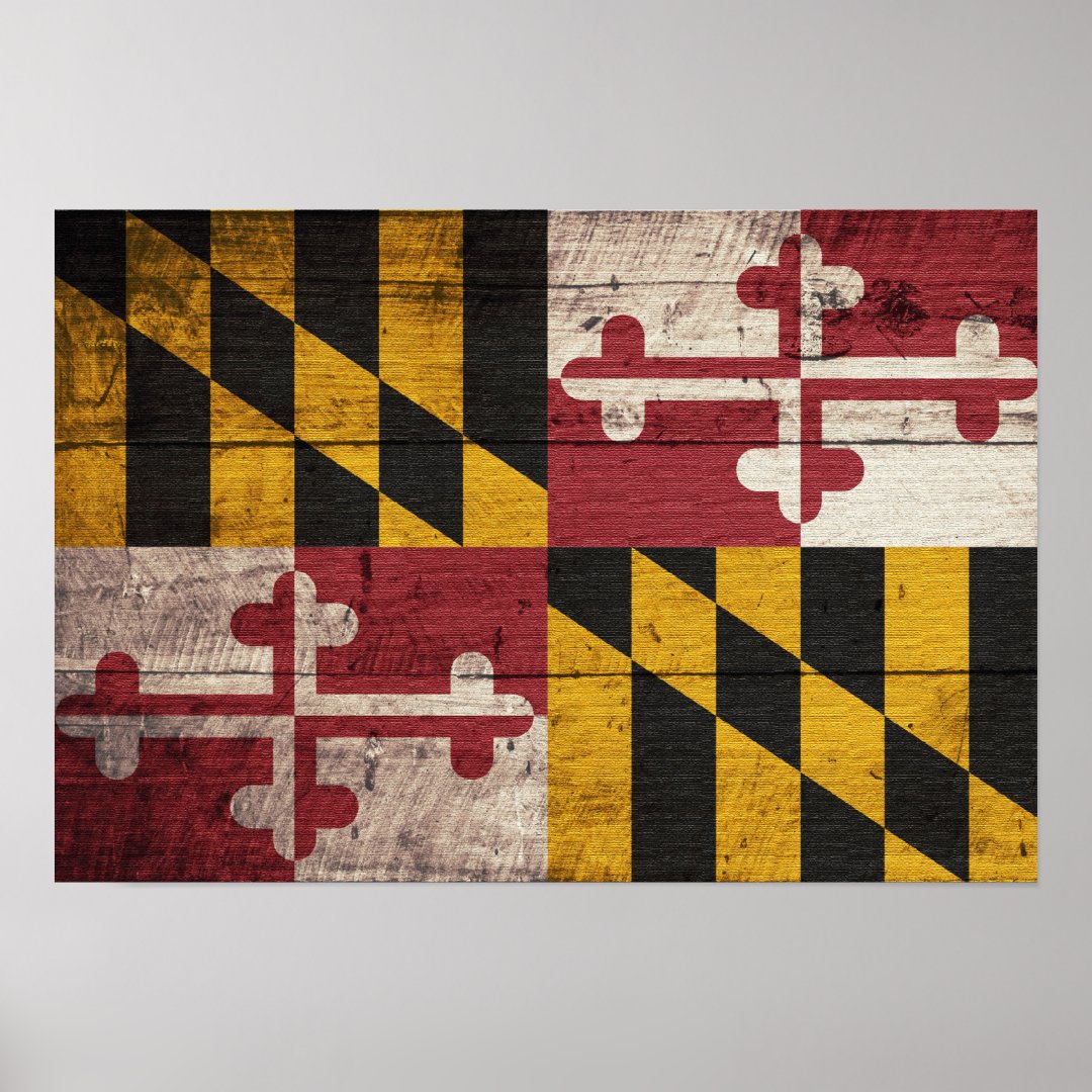 Old Wooden Maryland Flag Poster | Zazzle