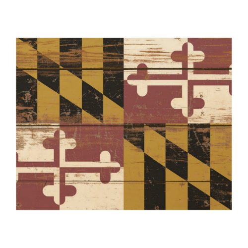 Old Wooden Maryland State Flag Wood Wall Art
