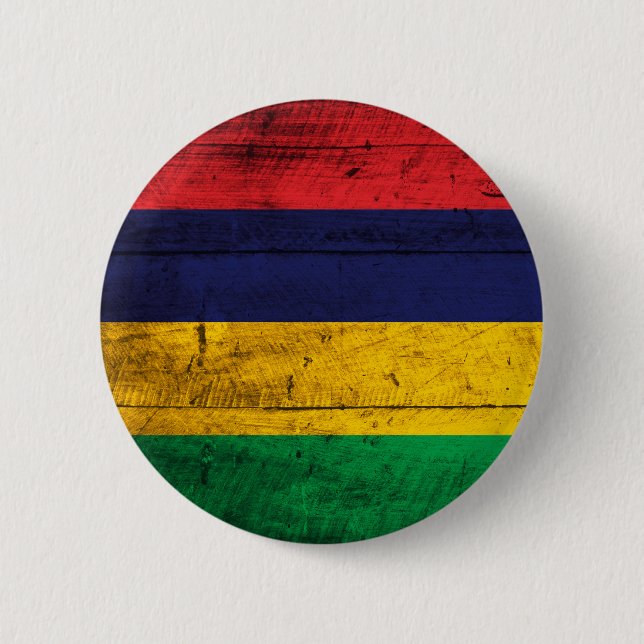 Old Wooden Mauritius Flag Button (Front)