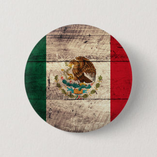 Old Wooden Mexico Flag Pinback Button