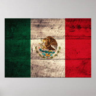 Old Wooden Mexico Flag Poster