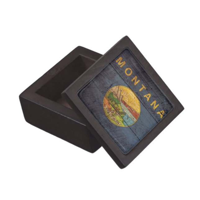 Old Wooden Montana Flag; Jewelry Box (Opened)