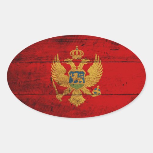 Old Wooden Montenegro Flag Oval Sticker