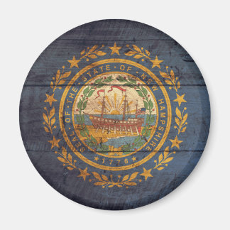 Old Wooden New Hampshire Flag; Magnet