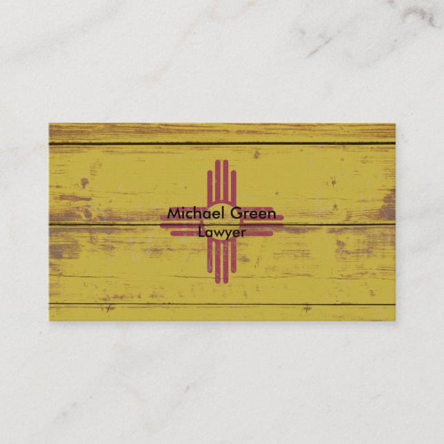 Old Wooden New Mexico State Flag Business Card (Front)