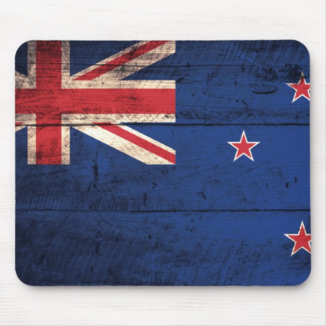 Old Wooden New Zealand Flag Mouse Pad (Front)
