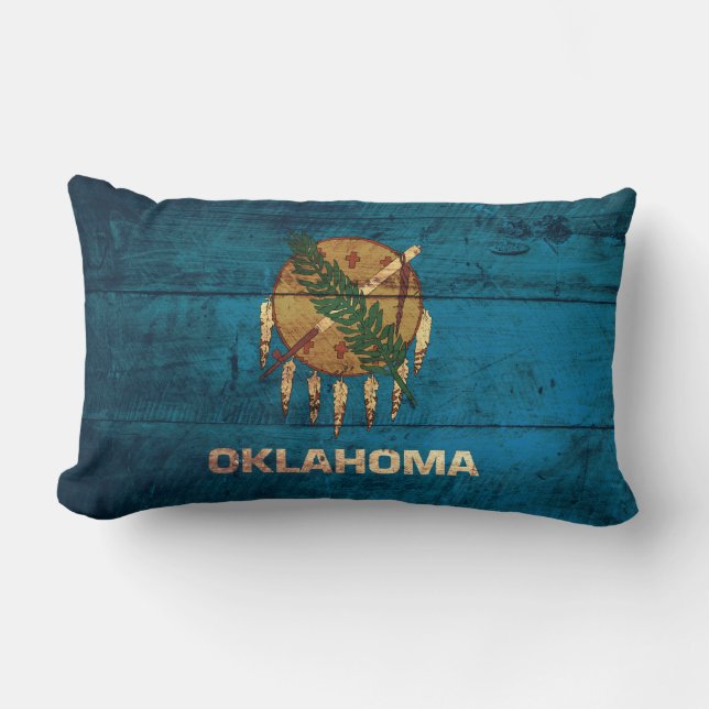 Old Wooden Oklahoma Flag; Lumbar Pillow (Front)