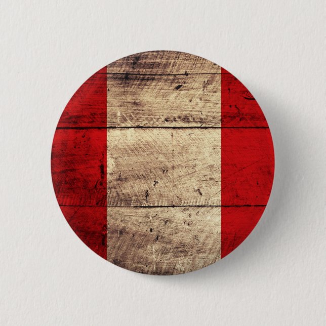 Old Wooden Peru Flag Button (Front)