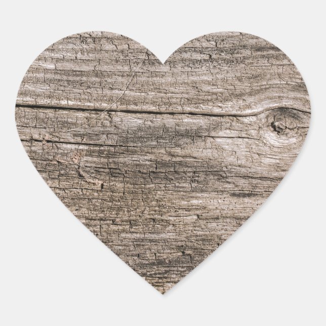 Old wooden planks heart sticker (Front)