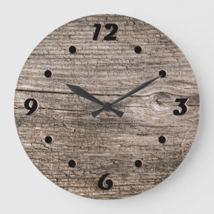 Old wooden planks large clock