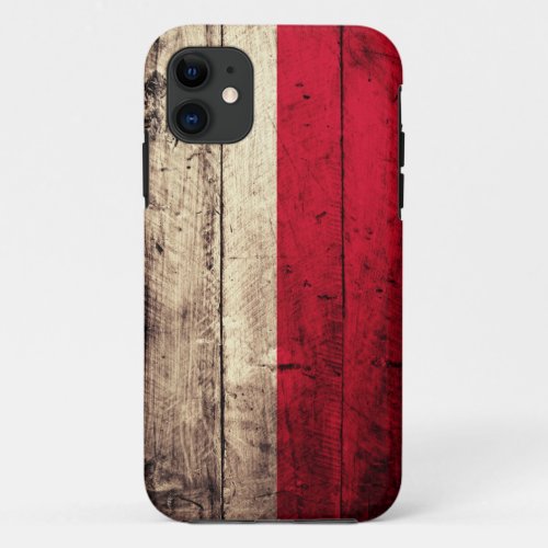 Old Wooden Poland Flag iPhone 11 Case