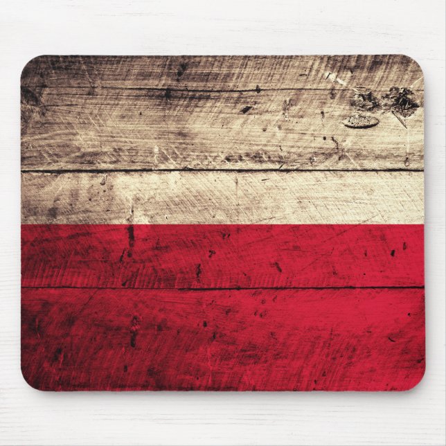 Old Wooden Poland Flag Mouse Pad (Front)