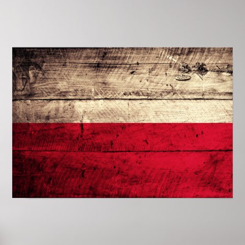 Old Wooden Poland Flag Poster
