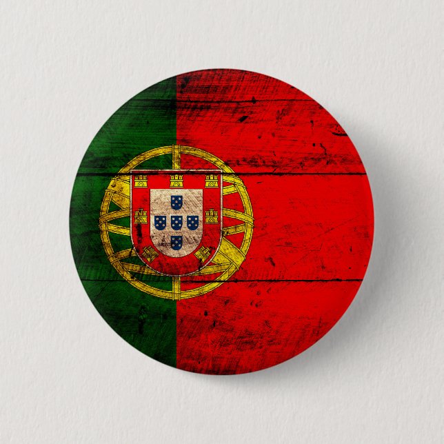 Old Wooden Portugal Flag Button (Front)