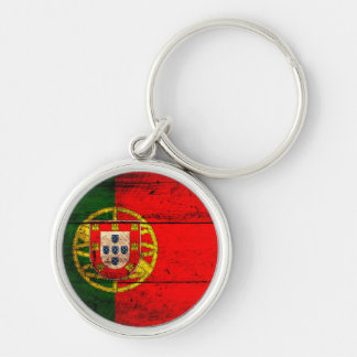 Old Wooden Portugal Flag Keychain