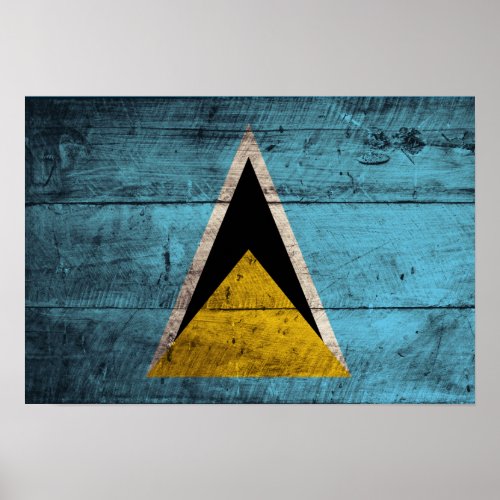 Old Wooden Saint Lucia Flag Poster