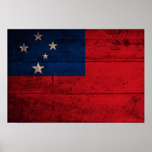 Old Wooden Samoa Flag Poster