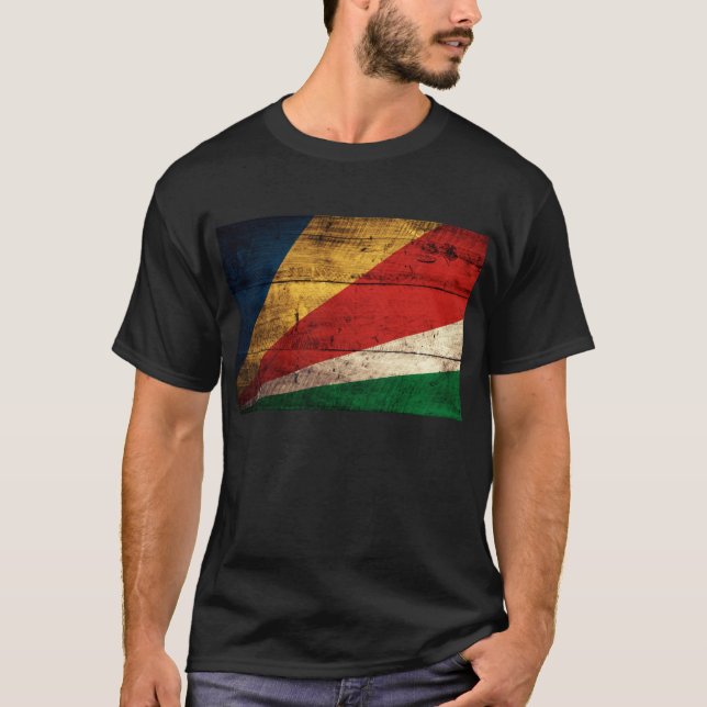 Old Wooden Seychelles Flag T-Shirt (Front)