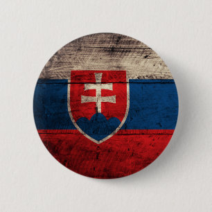 Old Wooden Slovakia Flag Button