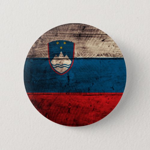 Old Wooden Slovenia Flag Pinback Button