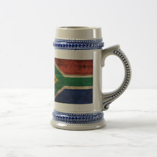 Old Wooden South Africa Flag Beer Stein