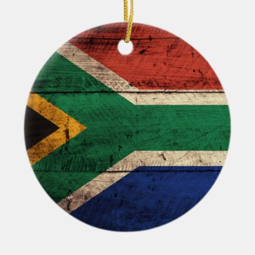 Old Wooden South Africa Flag Ceramic Ornament