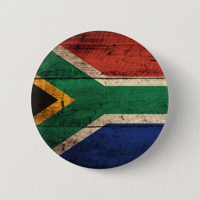 Old Wooden South Africa Flag Pinback Button (Front)