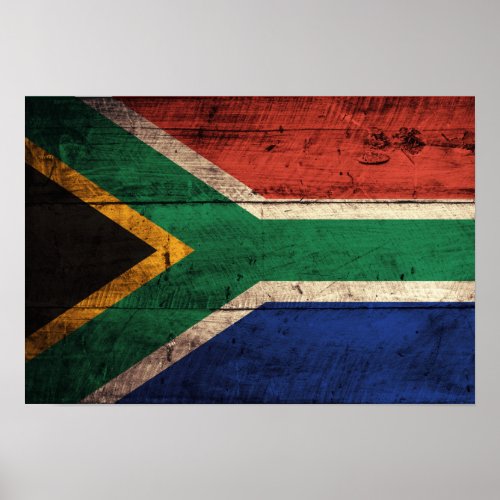 Old Wooden South Africa Flag Poster