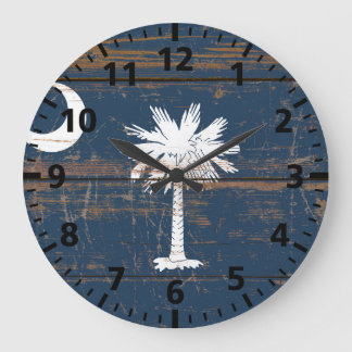 Old Wooden South Carolina State Flag Large Clock