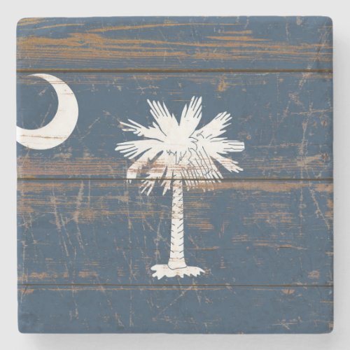 Old Wooden South Carolina State Flag Stone Coaster