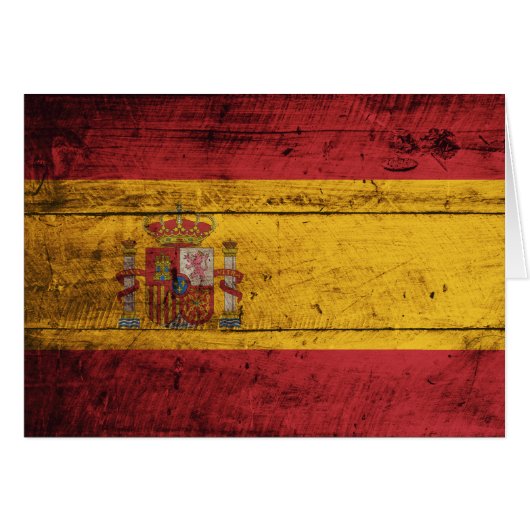 Old Wooden Spain Flag Cards (Front Horizontal)