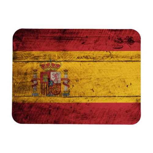 Old Wooden Spain Flag Magnet
