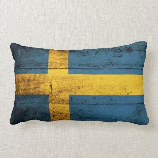 Old Wooden Sweden Flag Lumbar Pillow