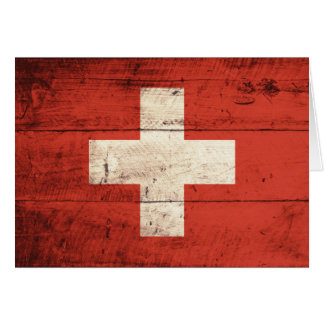 Old Wooden Swiss Flag Cards