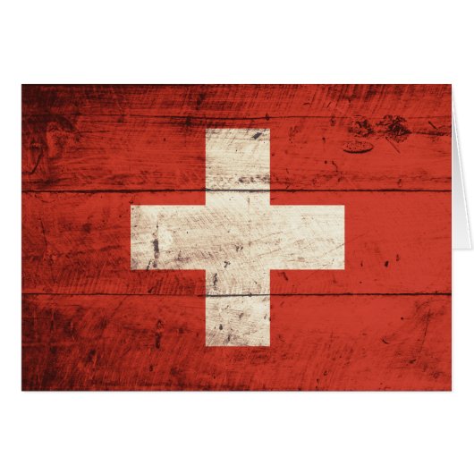 Old Wooden Swiss Flag Cards (Front Horizontal)