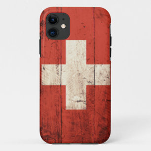 Old Wooden Swiss Flag iPhone 11 Case