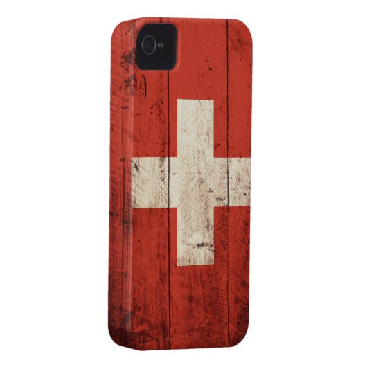 Old Wooden Swiss Flag Case-Mate iPhone Case (Back/Right)