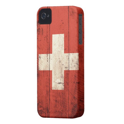Old Wooden Swiss Flag Case-Mate iPhone Case (Back Left)