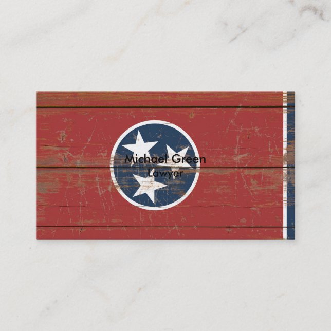Old Wooden Tennessee State Flag Business Card (Front)