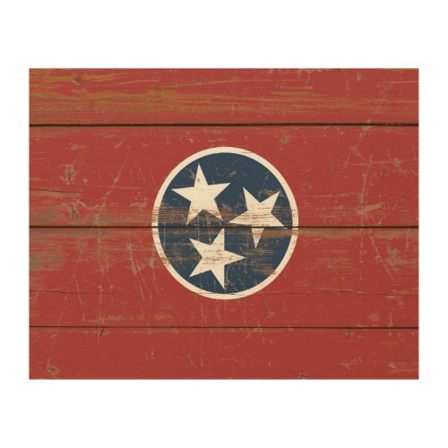 Old Wooden Tennessee State Flag Wood Wall Art
