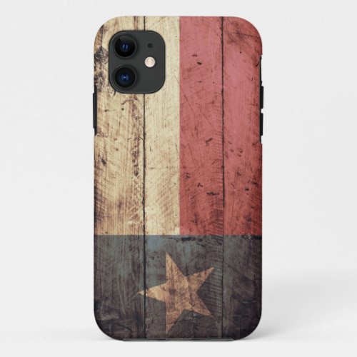 Old Wooden Texas Flag; iPhone 11 Case