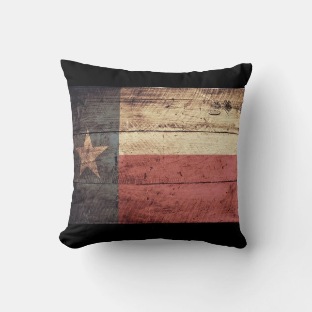 Old Wooden Texas Flag; Throw Pillow (Front)