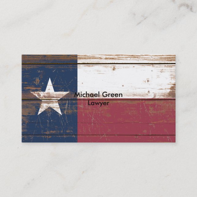 Old Wooden Texas State Flag Business Card (Front)