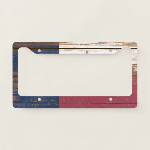 Old Wooden Texas State Flag License Plate Frame