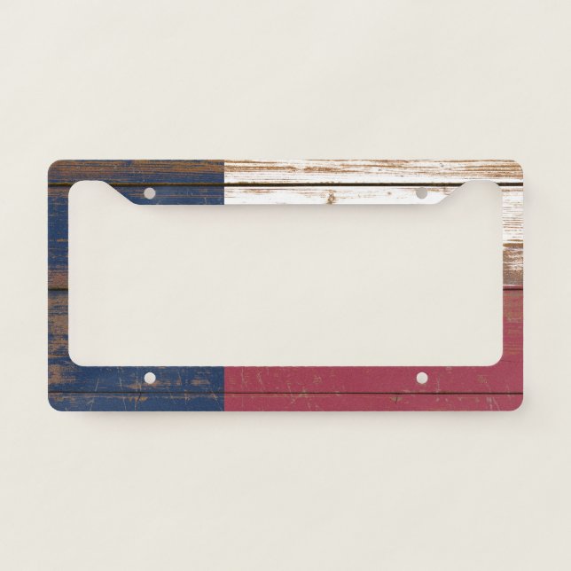 Old Wooden Texas State Flag License Plate Frame (Front)